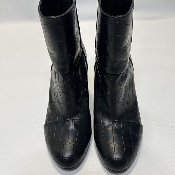 Rag & Bone Womens Newbury Croc Embossed Leather Ankle Booties 5.5 Black Classic - Picture 7 of 10